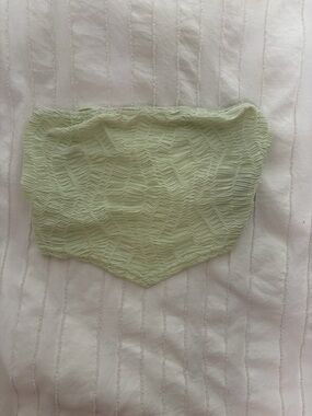Edikted Light Green Textured Strapless Crop Top